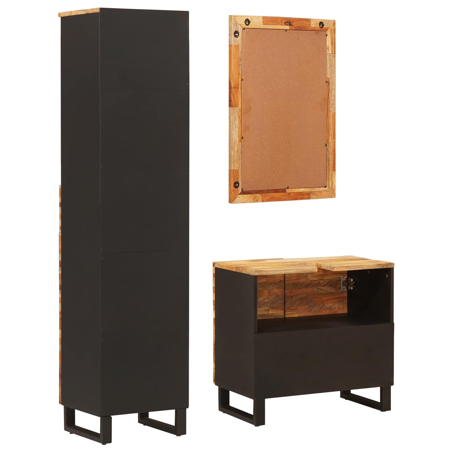 Set da Bagno con cassetto Naturale Legno di mango massello