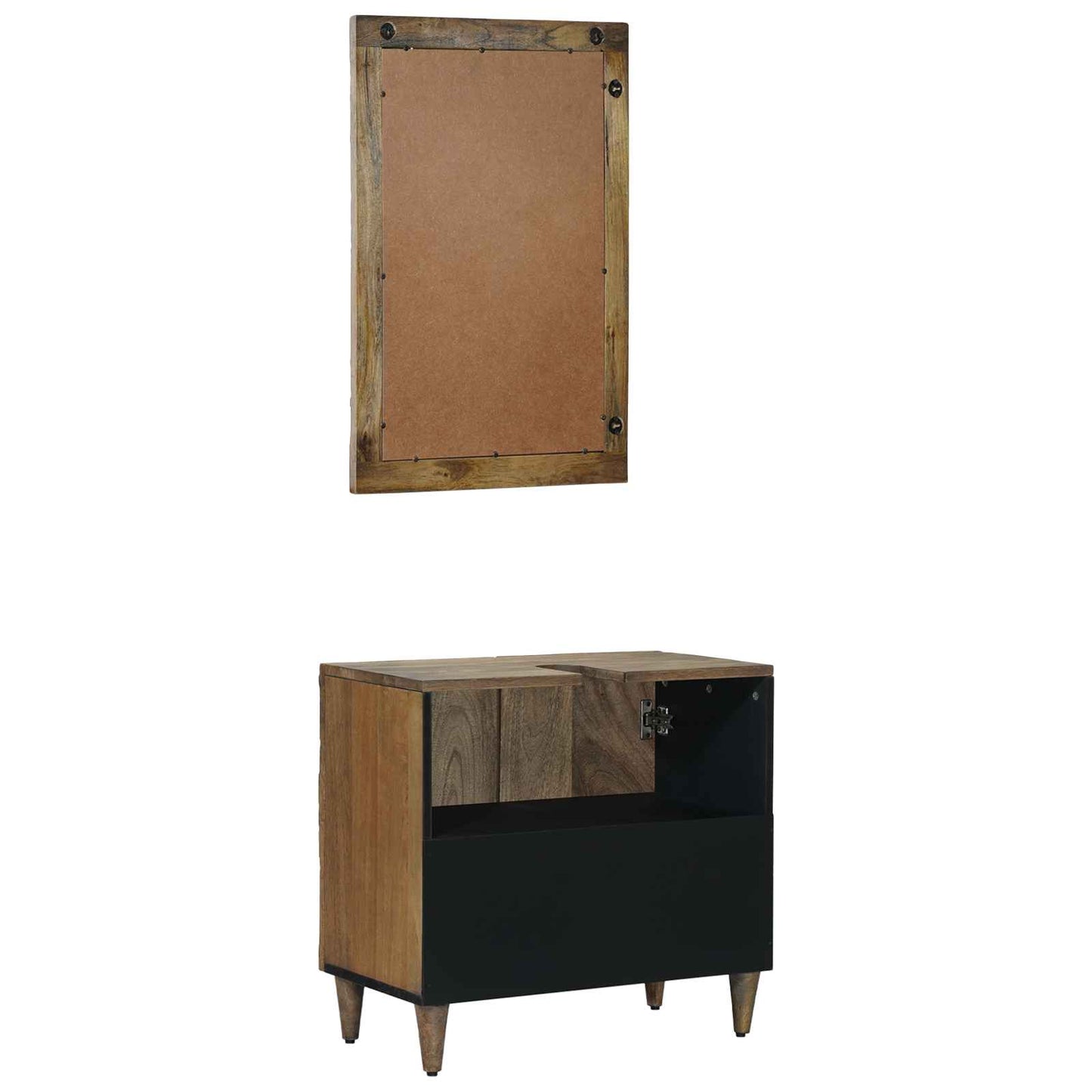 Set di mobili per il bagno Montaggio a parete 2 pcs Marrone | homemem39