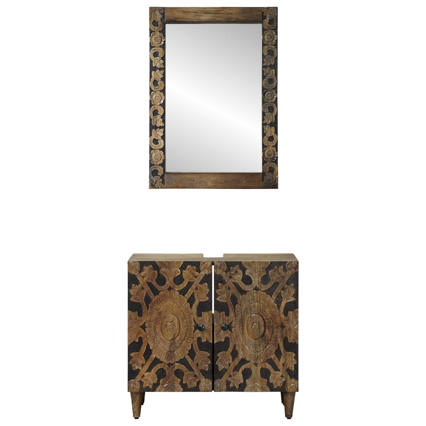 Set di mobili per il bagno Montaggio a parete 2 pcs Marrone | homemem39