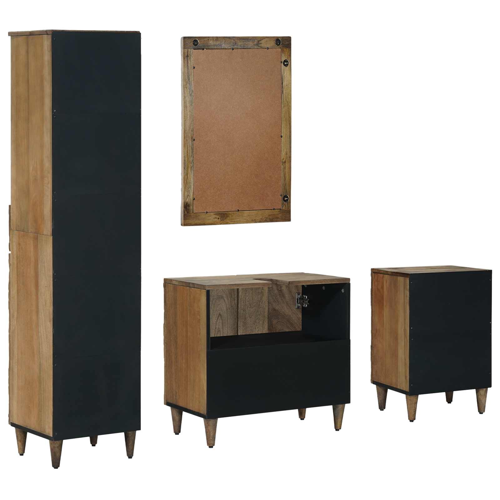 Set di mobili per il bagno con cassetto con porta 4 pcs Marrone | homemem39