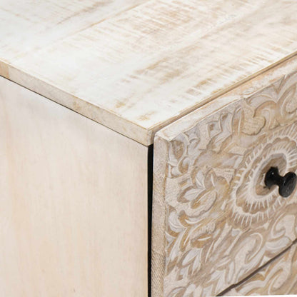 Credenza 2 pcs Bianco 60 x 33,5 x 75 cm Legno di mango massello | homemem39