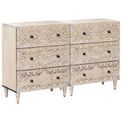 Credenza 2 pcs Bianco 60 x 33,5 x 75 cm Legno di mango massello | homemem39