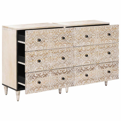Credenza 2 pcs Bianco 60 x 33,5 x 75 cm Legno di mango massello | homemem39