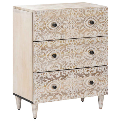 Credenza 2 pcs Bianco 60 x 33,5 x 75 cm Legno di mango massello | homemem39