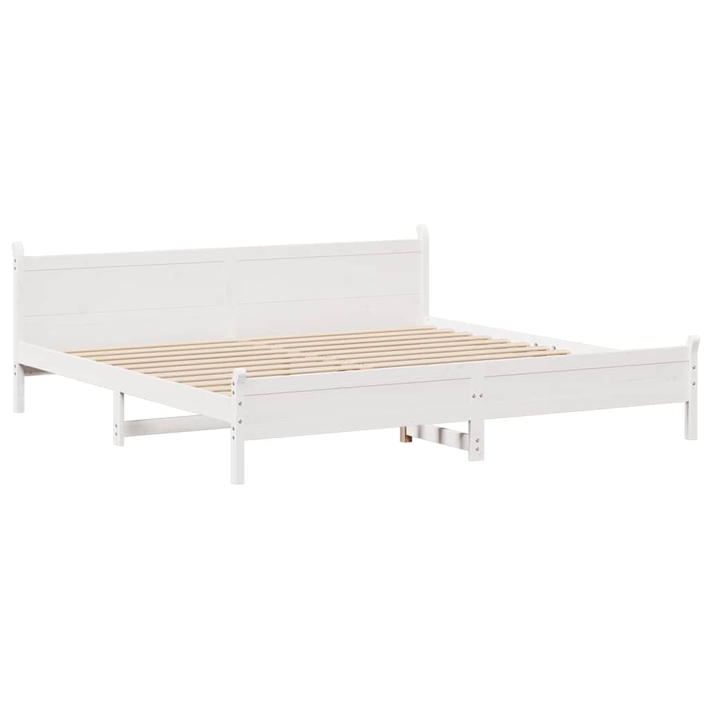 Giroletto senza Materasso Bianco 200x200 cm Legno Massello Pino | homemem39