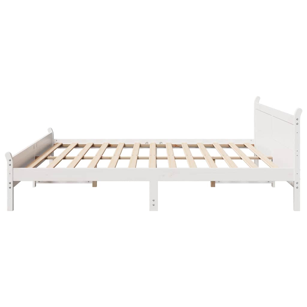 Giroletto senza Materasso Bianco 200x200 cm Legno Massello Pino | homemem39