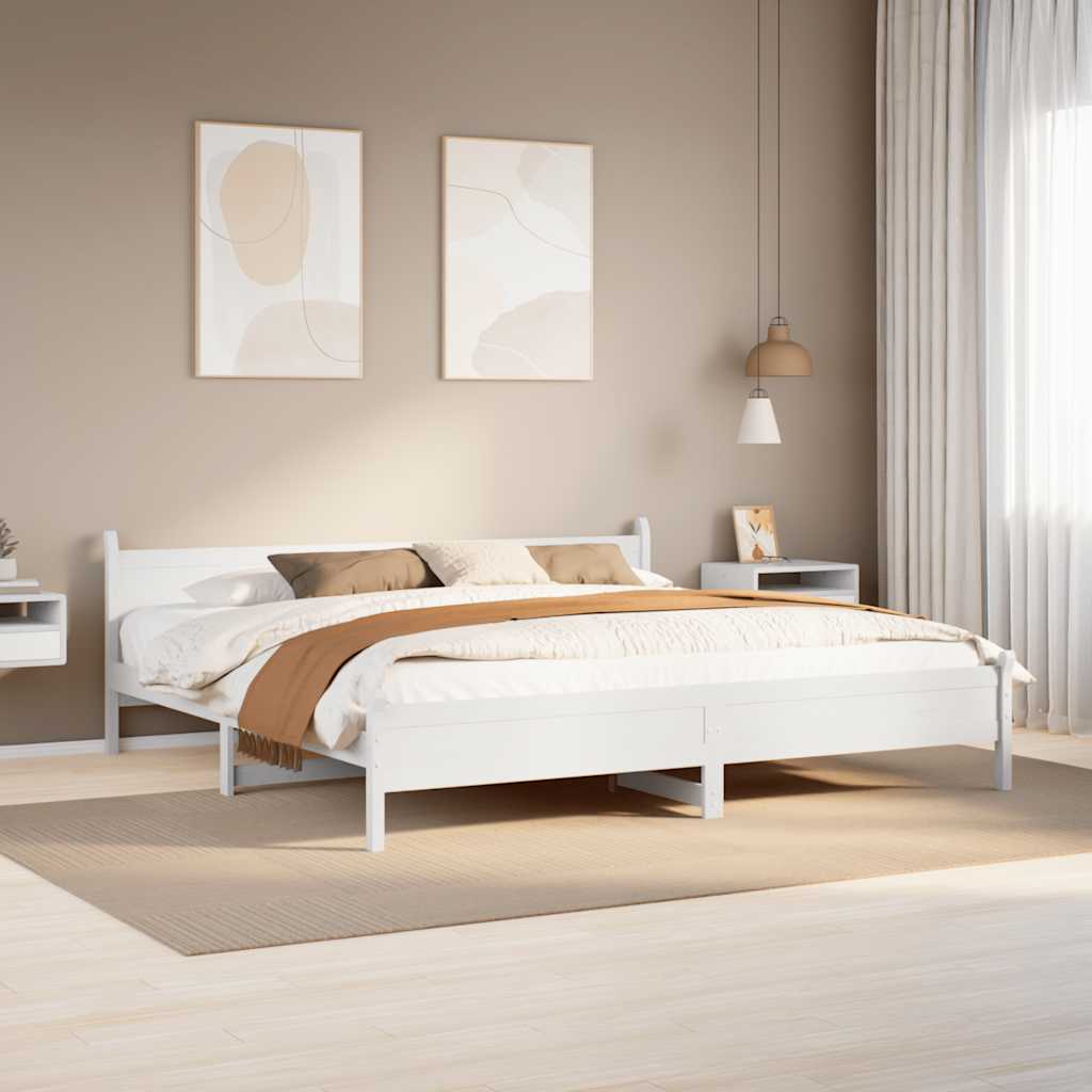 Giroletto senza Materasso Bianco 200x200 cm Legno Massello Pino | homemem39