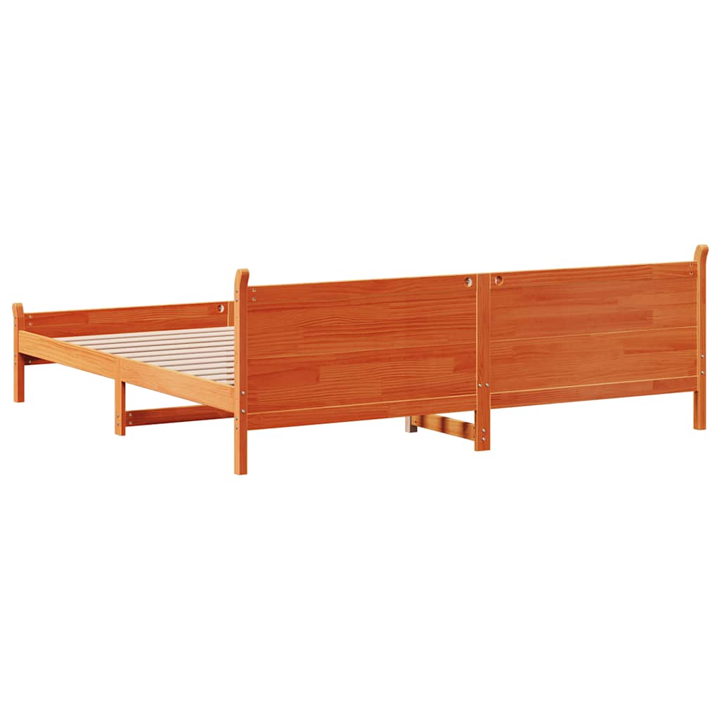 Letto senza Materasso Marrone Cera 200x200 cm in Legno di Pino - homemem39