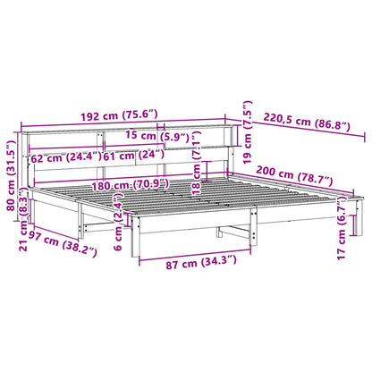 Letto senza Materasso Marrone Cera 180x200 cm in Legno di Pino | homemem39