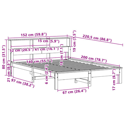 Giroletto senza Materasso Marrone Cera 140x200cm Massello Pino | homemem39