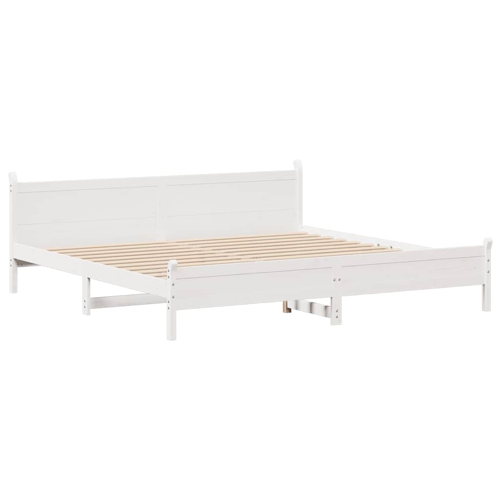 Giroletto senza Materasso Bianco 200x200 cm Legno Massello Pino
