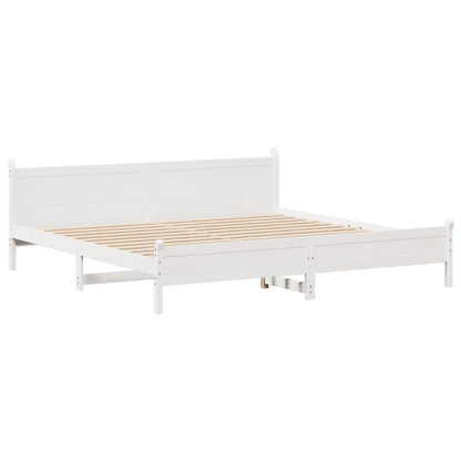 Giroletto senza Materasso Bianco 200x200 cm Legno Massello Pino