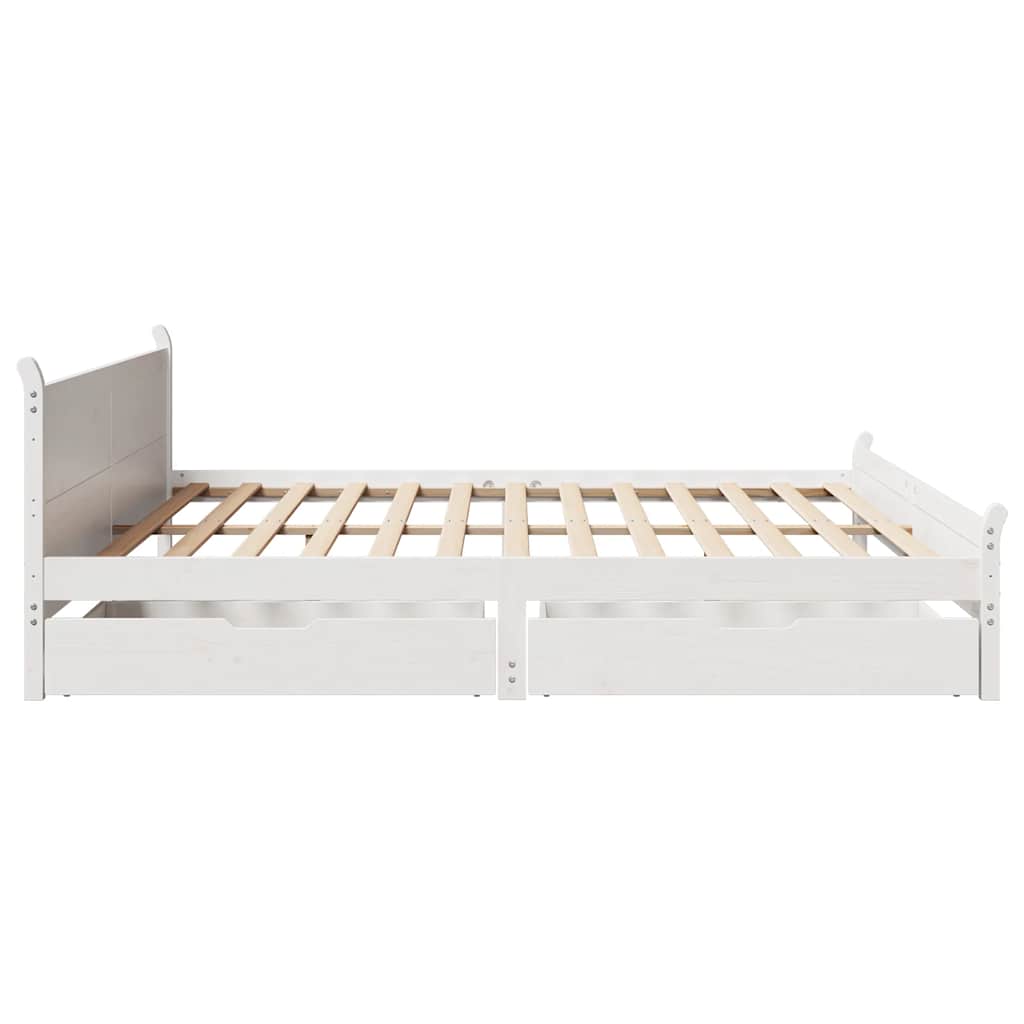 Giroletto senza Materasso Bianco 200x200 cm Legno Massello Pino