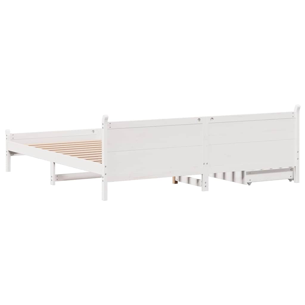 Giroletto senza Materasso Bianco 200x200 cm Legno Massello Pino