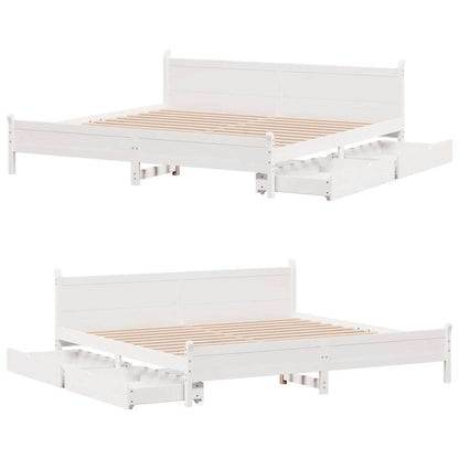 Giroletto senza Materasso Bianco 200x200 cm Legno Massello Pino | homemem39