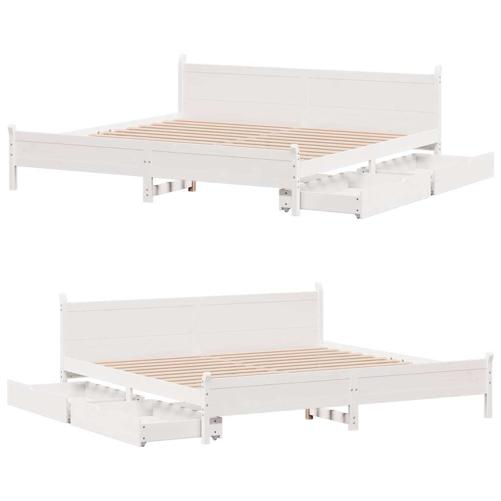 Letto senza Materasso Bianco 180x200 cm Legno Massello di Pino