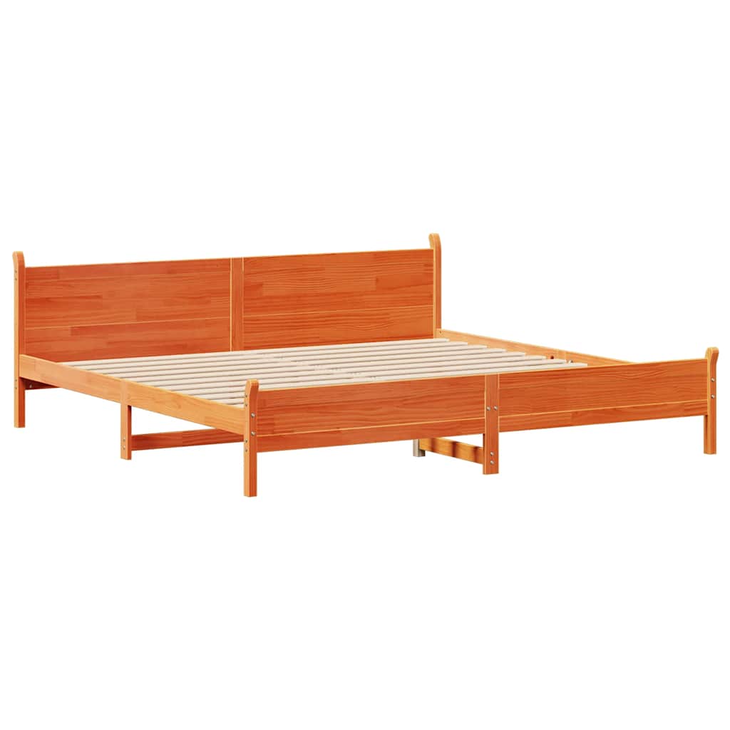 Letto senza Materasso Marrone Cera 180x200 cm in Legno di Pino