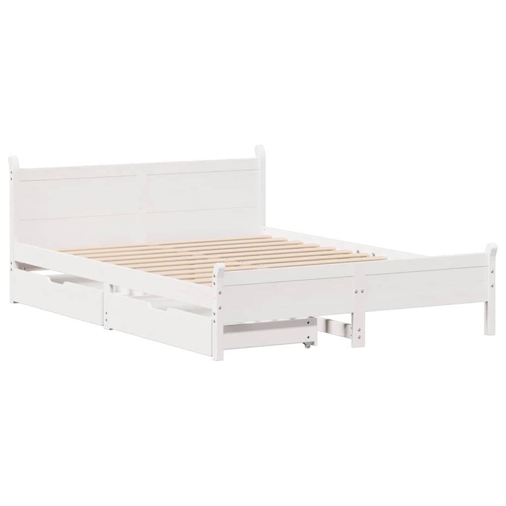 Letto senza Materasso Bianco 160x200 cm Legno Massello di Pino - homemem39