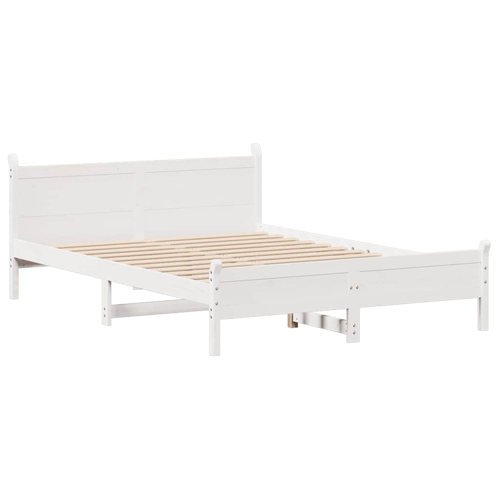 Letto senza Materasso Bianco 160x200 cm Legno Massello di Pino - homemem39