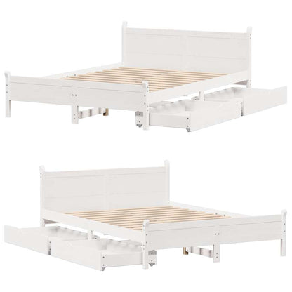 Letto senza Materasso Bianco 160x200 cm Legno Massello di Pino - homemem39
