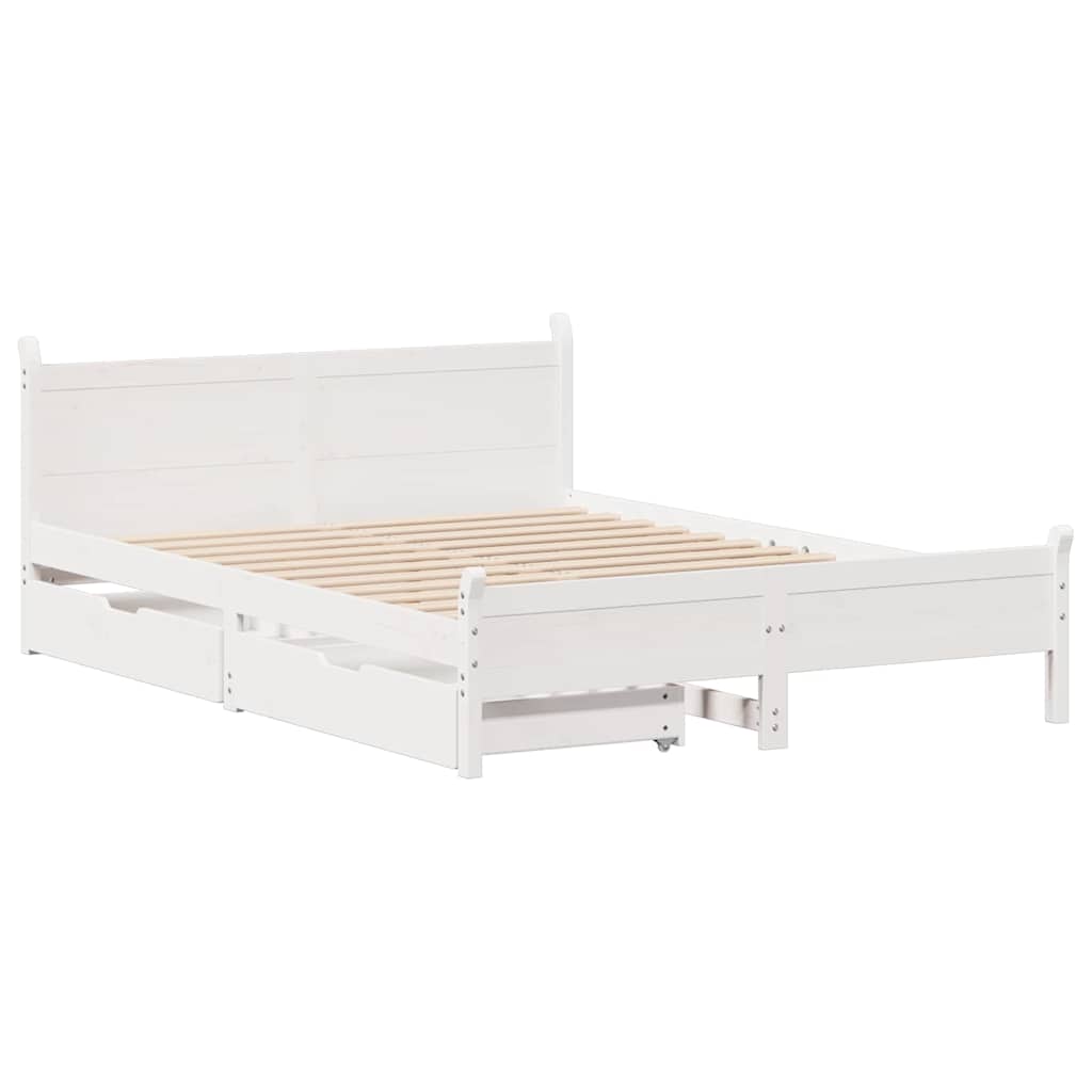 Letto senza Materasso Bianco 150x200 cm Legno Massello di Pino | homemem39