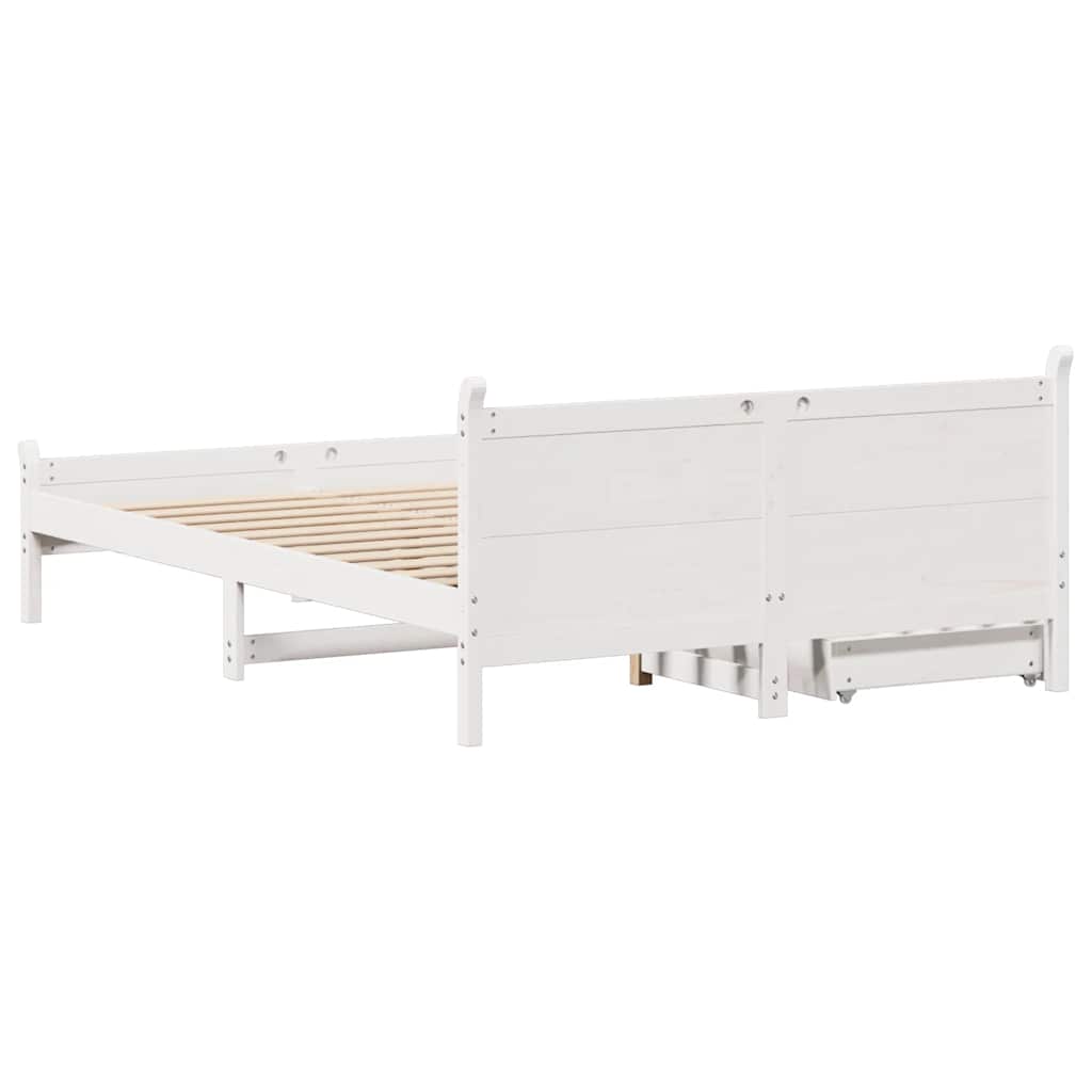 Letto senza Materasso Bianco 150x200 cm Legno Massello di Pino | homemem39