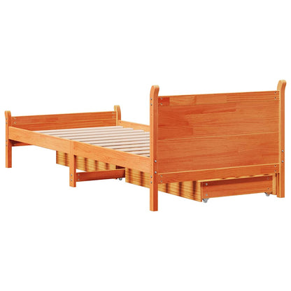 Letto senza Materasso Marrone Cera 100x200 cm in Legno di Pino
