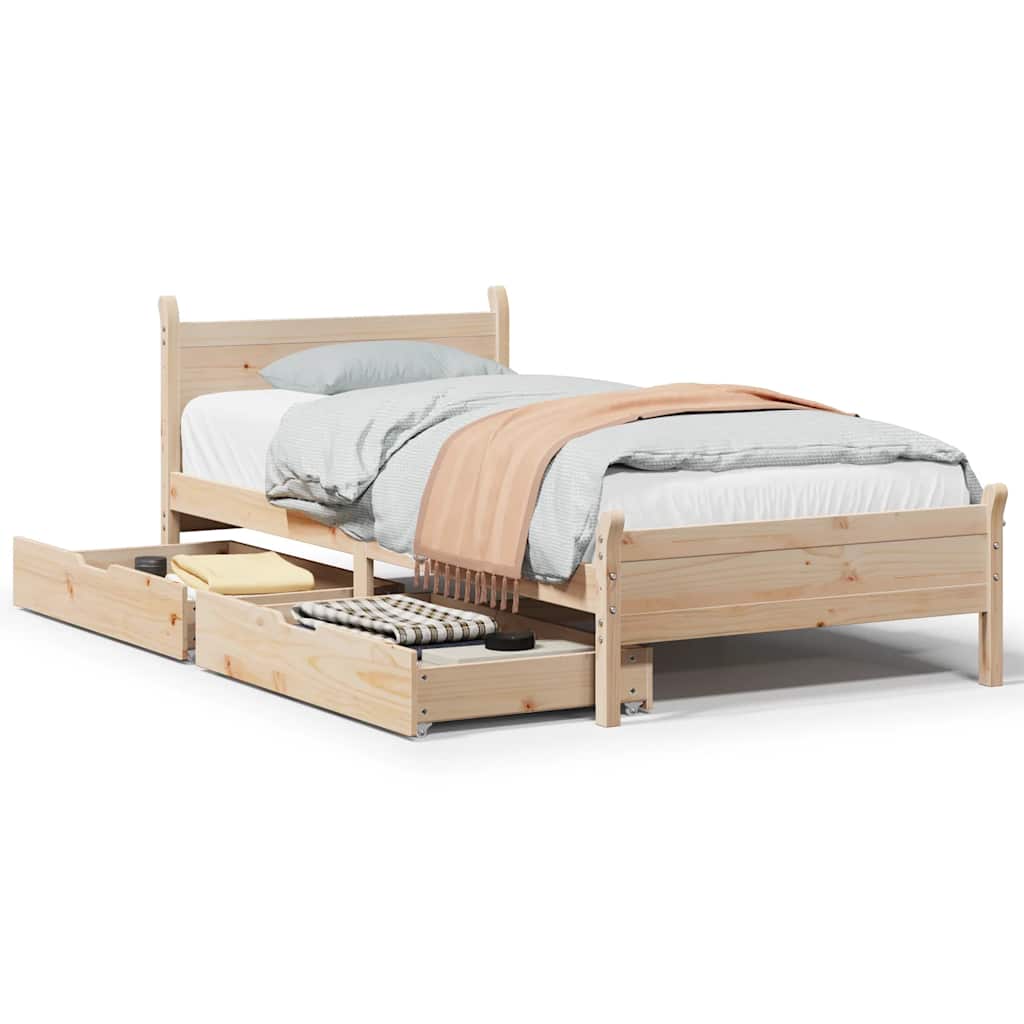 Letto senza Materasso 90x200 cm in Legno Massello di Pino