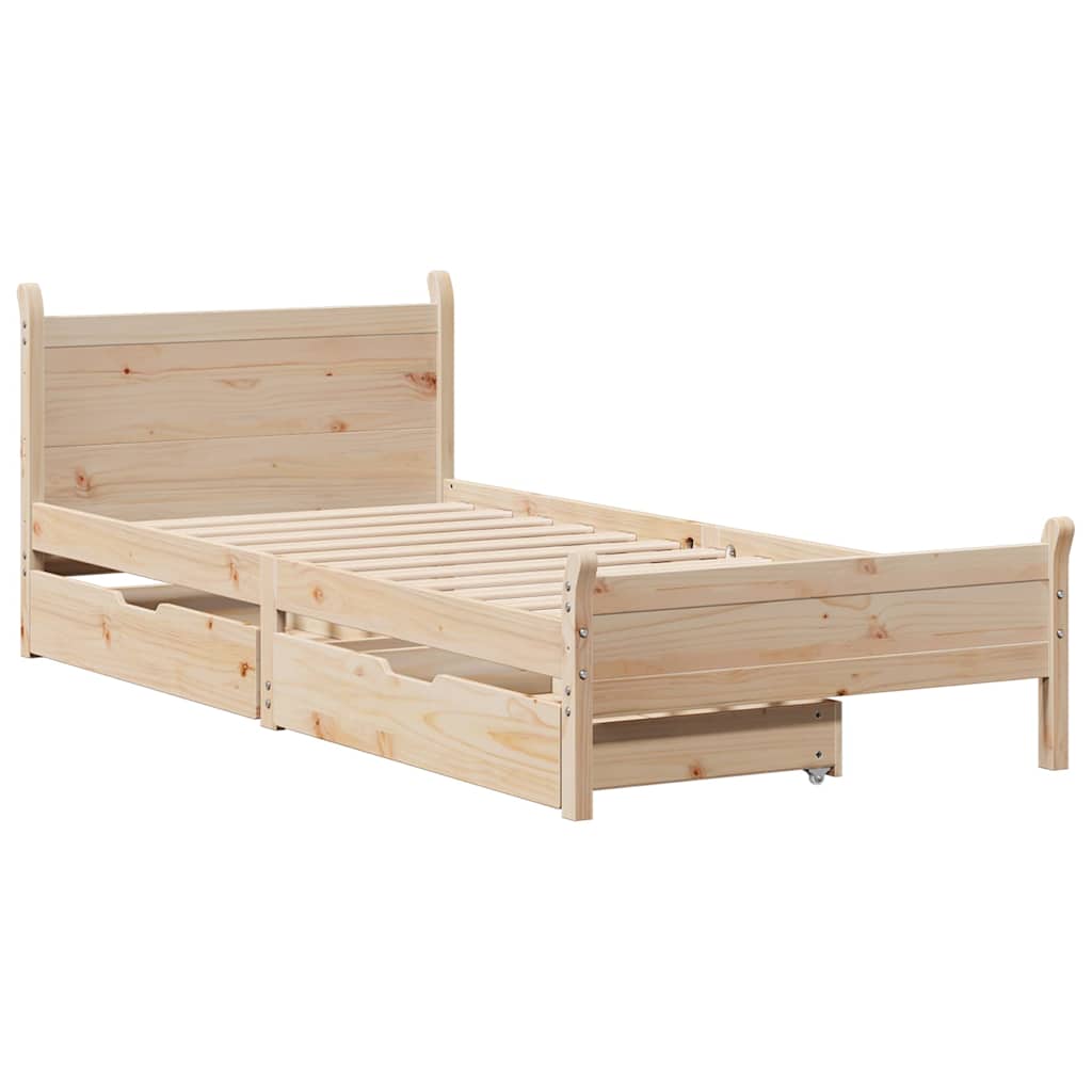 Letto senza Materasso 90x200 cm in Legno Massello di Pino