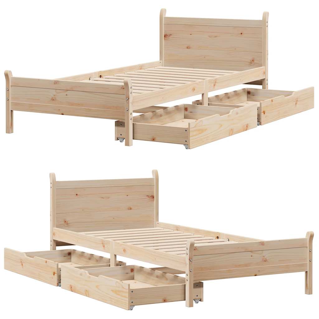 Letto senza Materasso 90x200 cm in Legno Massello di Pino