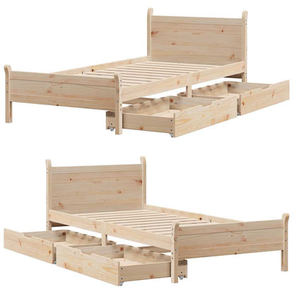 Letto senza Materasso 90x200 cm in Legno Massello di Pino