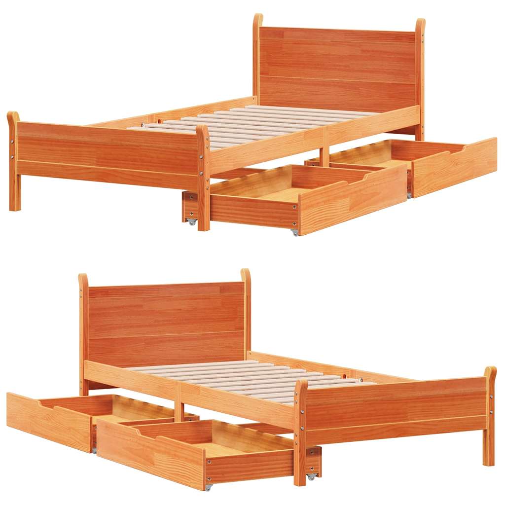 Letto senza Materasso Marrone Cera 90x200 cm Legno di Pino