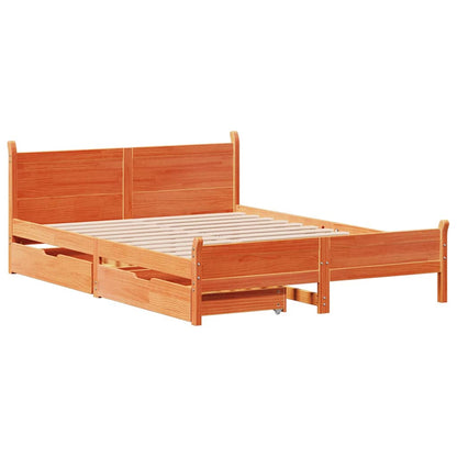 Letto senza Materasso Marrone Cera 140x190 cm in Legno di Pino | homemem39