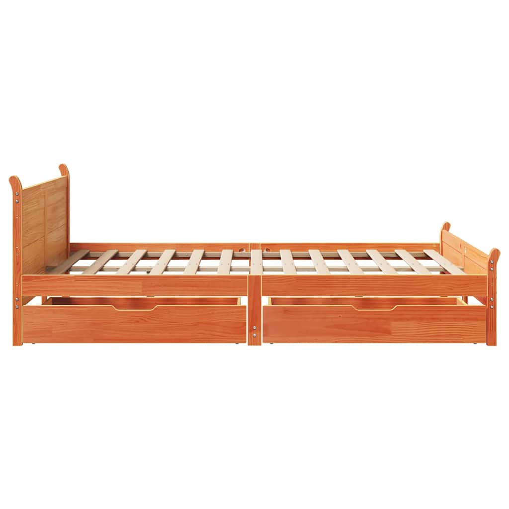 Letto senza Materasso Marrone Cera 140x190 cm in Legno di Pino | homemem39