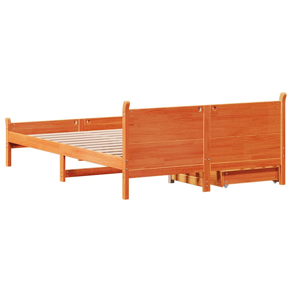 Letto senza Materasso Marrone Cera 140x190 cm in Legno di Pino | homemem39