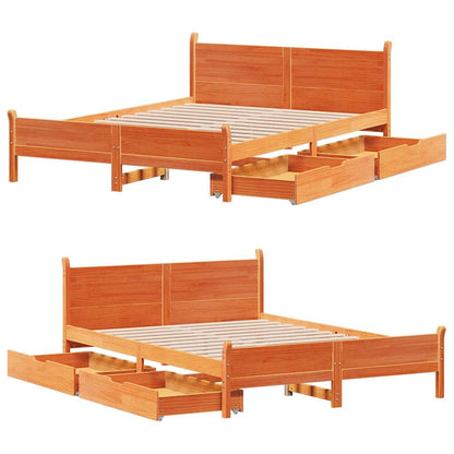 Letto senza Materasso Marrone Cera 140x190 cm in Legno di Pino | homemem39
