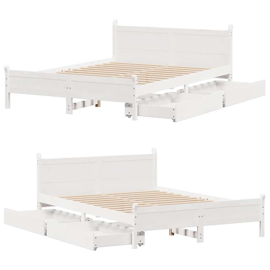 Letto senza Materasso Bianco 120x190 cm Legno Massello di Pino - homemem39