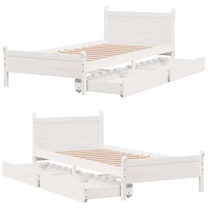 Letto senza Materasso Bianco 90x190 cm in Legno Massello Pino