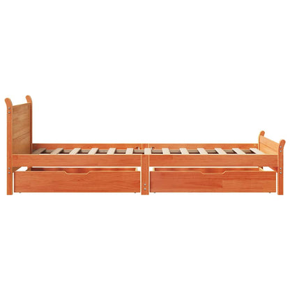 Letto senza Materasso Marrone Cera 75x190 cm in Legno di Pino | homemem39