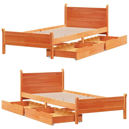 Letto senza Materasso Marrone Cera 75x190 cm in Legno di Pino | homemem39