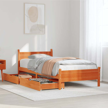 Letto senza Materasso Marrone Cera 75x190 cm in Legno di Pino | homemem39