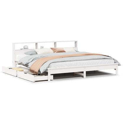 Letto Libreria senza Materasso Bianco 200x200 cm Legno di Pino | homemem39