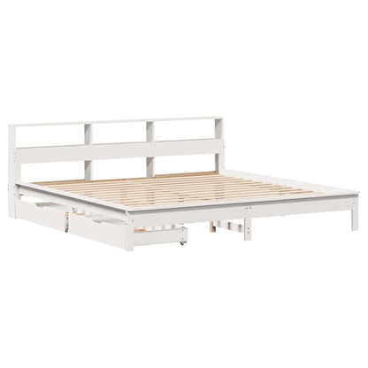 Letto Libreria senza Materasso Bianco 200x200 cm Legno di Pino | homemem39