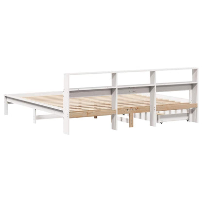 Letto Libreria senza Materasso Bianco 200x200 cm Legno di Pino | homemem39