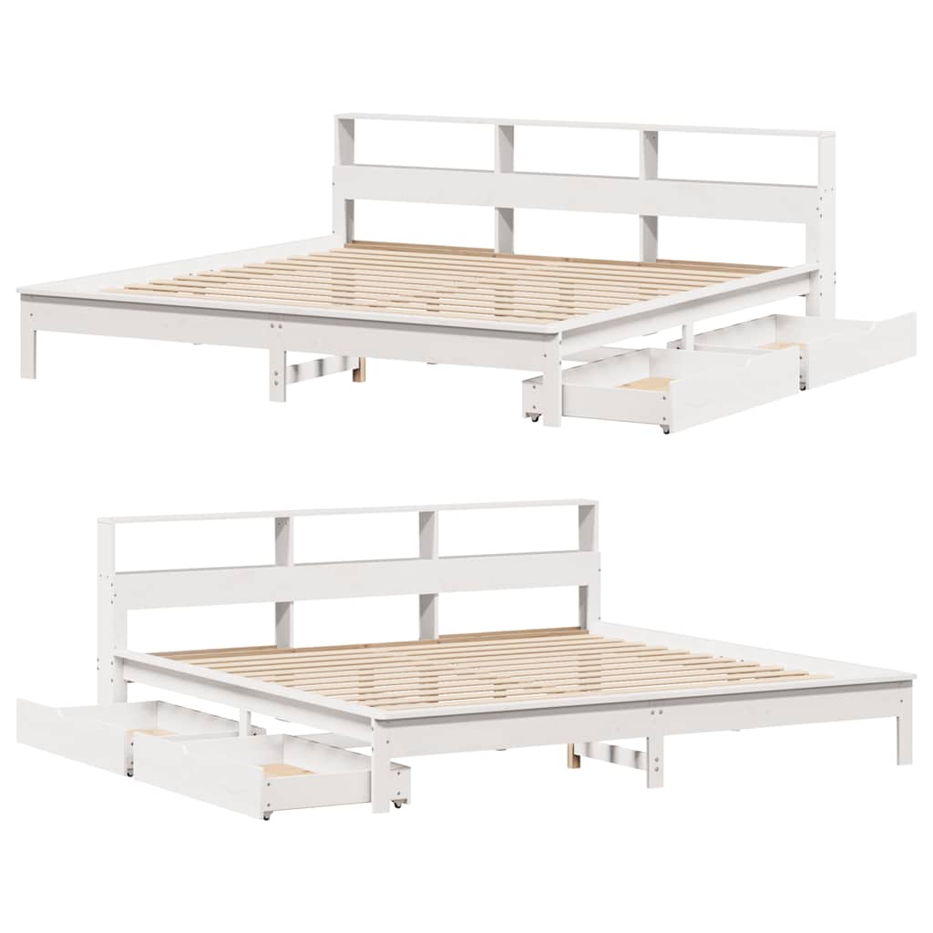 Giroletto con Libreria senza Materasso 180x200 cm in Legno Pino - homemem39