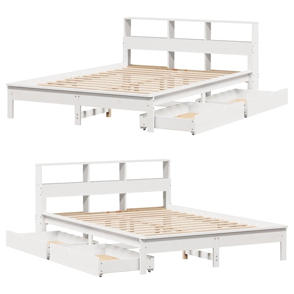 Letto Libreria senza Materasso Bianco 160x200 cm Legno di Pino
