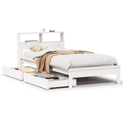 Letto Libreria senza Materasso Bianco 100x200 cm Legno di Pino | homemem39
