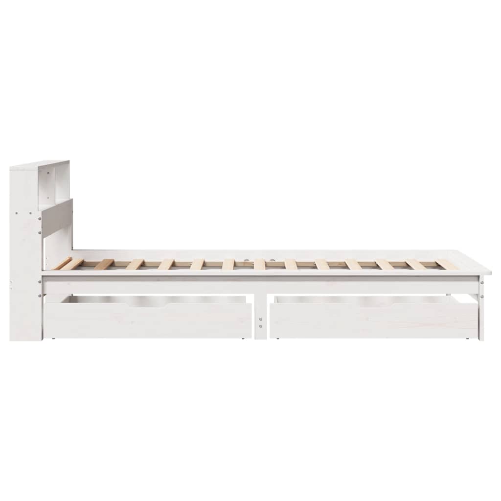 Letto Libreria senza Materasso Bianco 100x200 cm Legno di Pino | homemem39