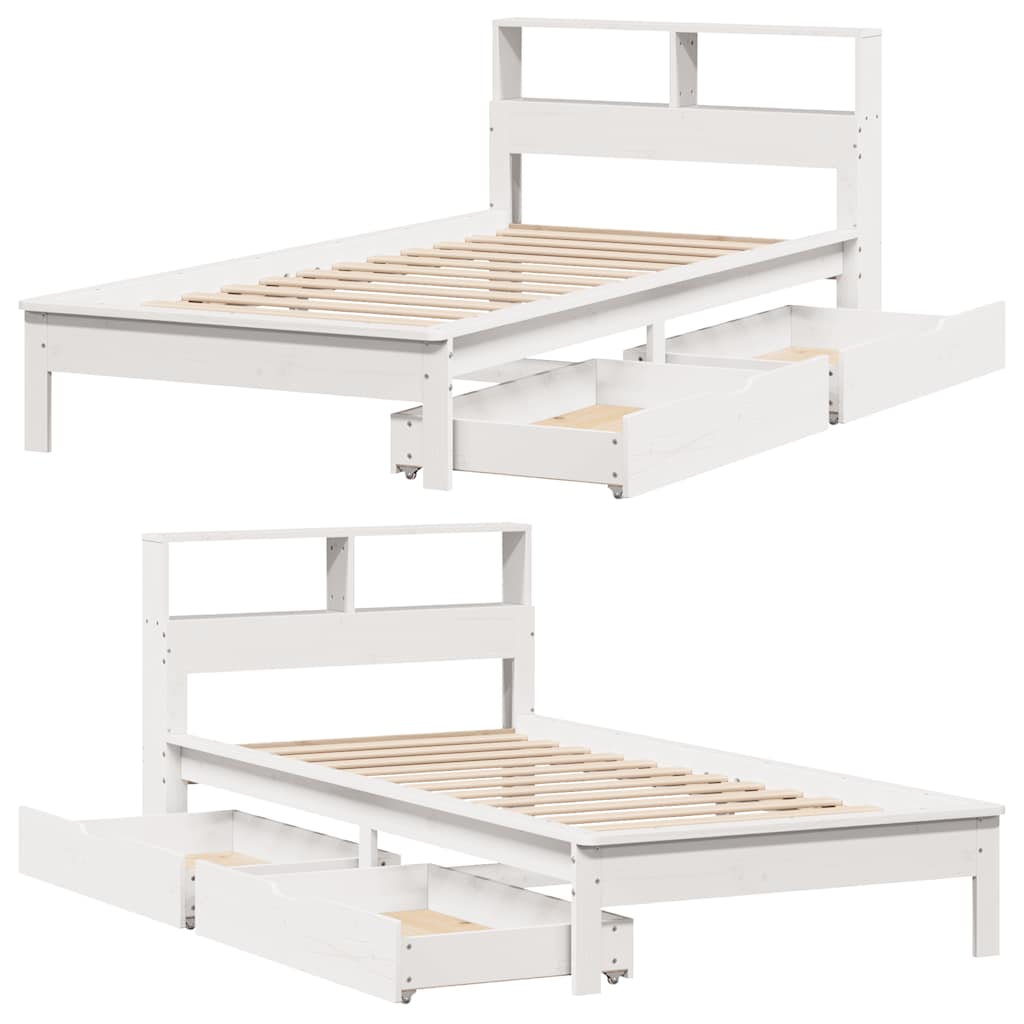 Letto Libreria senza Materasso Bianco 100x200 cm Legno di Pino | homemem39