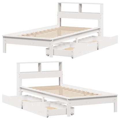 Letto Libreria senza Materasso Bianco 100x200 cm Legno di Pino | homemem39